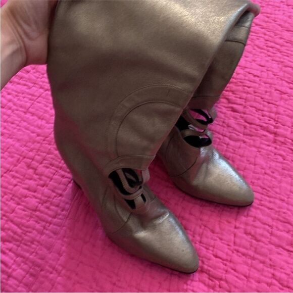 Hermes Elegant Silver cut out Knee-High Boots, US8 - Picture 2 of 9